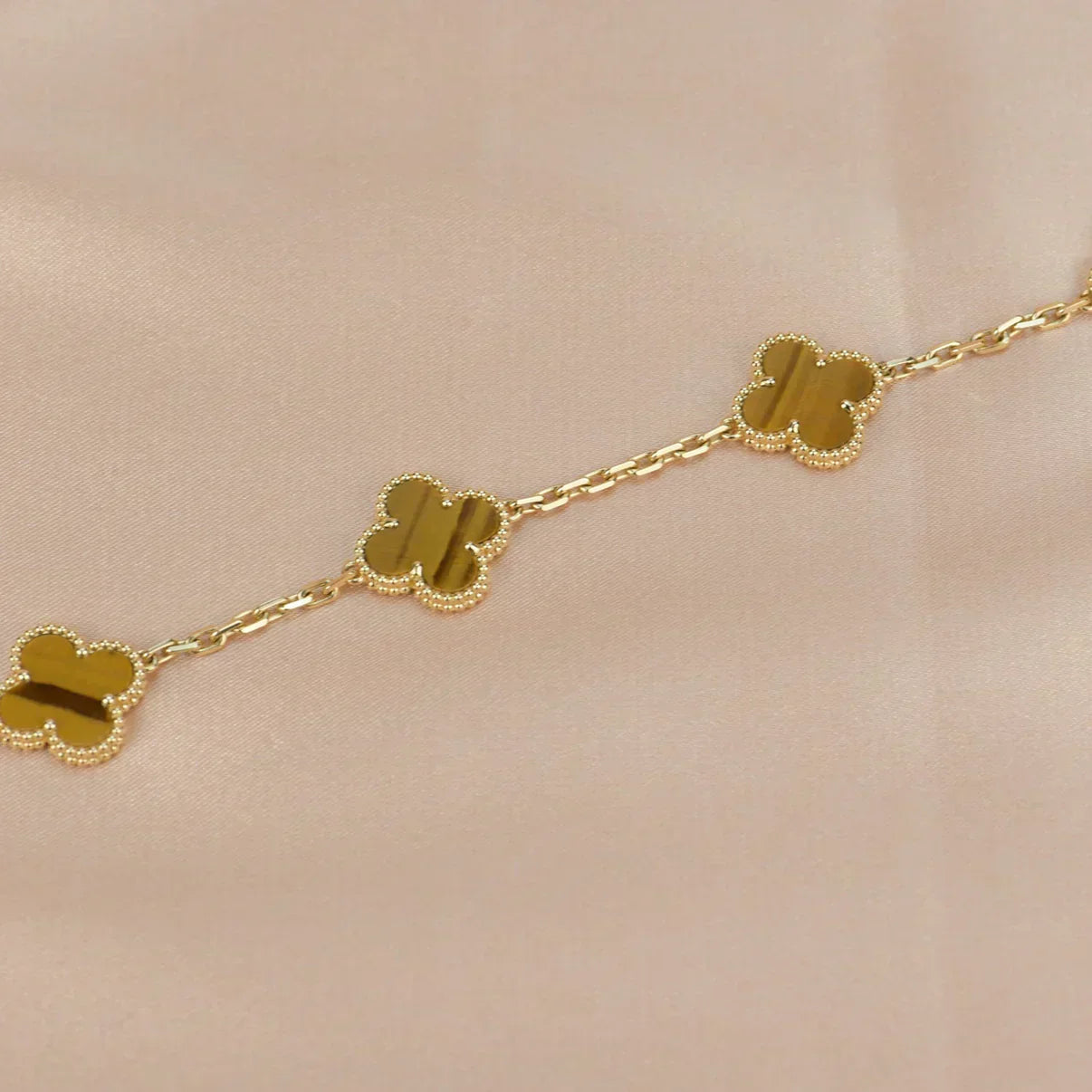 [Eterna Jewels] CLOVER 5 MOTIFS TIGER EYE BRACELET COLLECTION